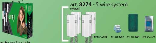 set interfon COMELIT STYLEKIT5 pentru 4 familii