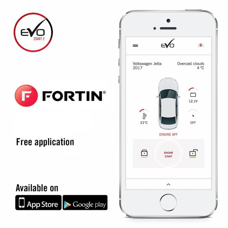 Alarma Auto FORTIN EVO-ONE-START 4G GSM/GPS cu Pornire Motor din Cheia Masinii si Smartphone 4G Bluetooth cu Telematic GPS